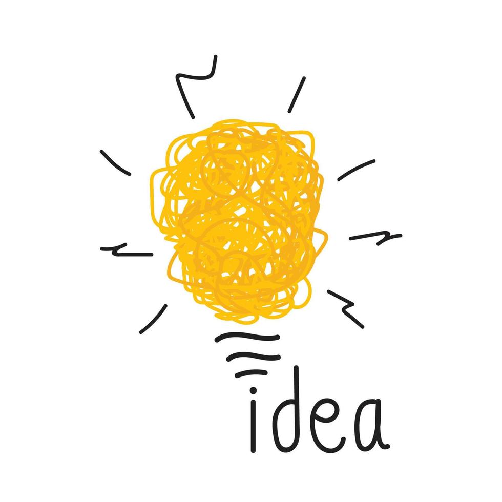 Idea creativa. icono de bombilla de garabato manual. concepto de éxito empresarial. ilustración vectorial vector