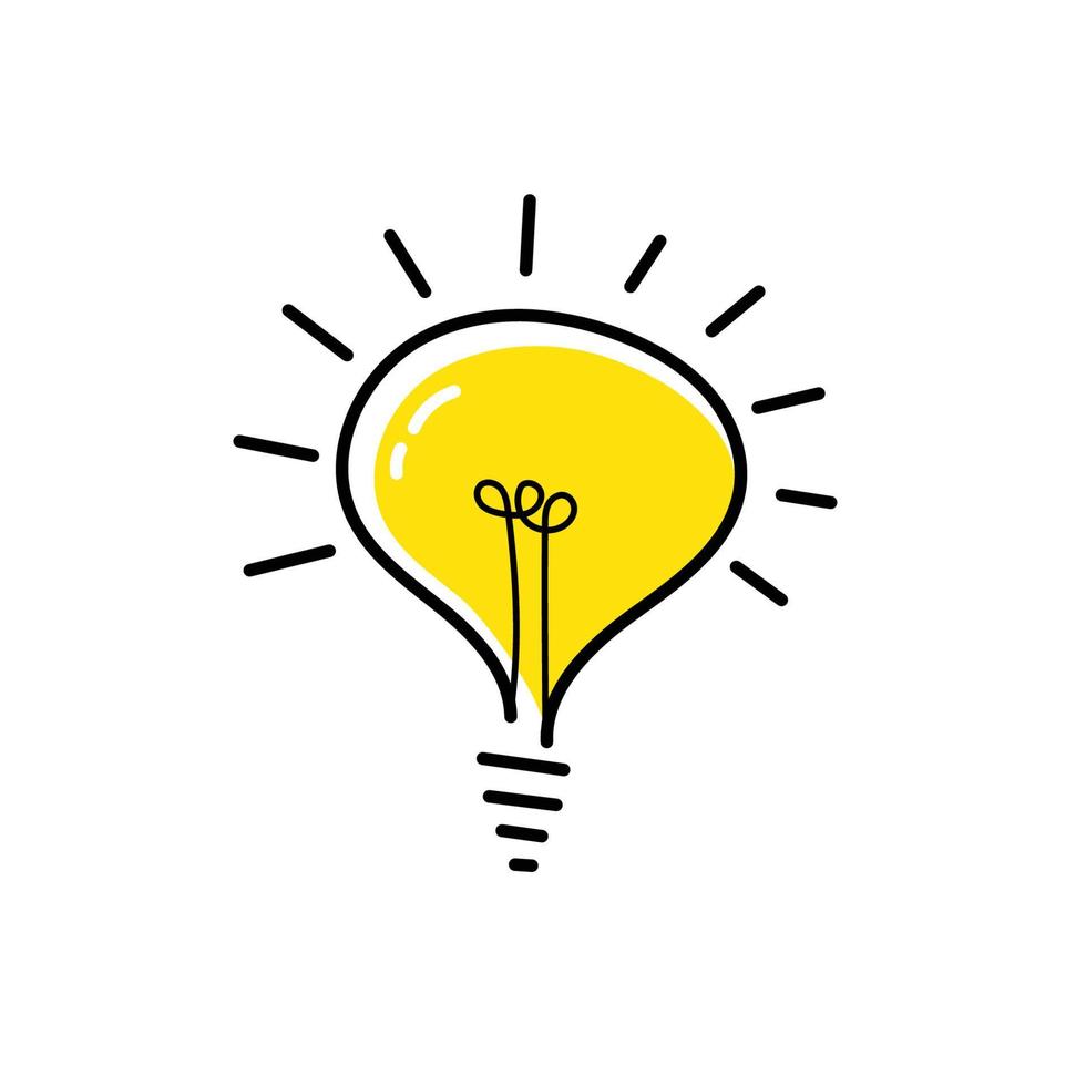 Creative idea. Hand doodle light bulb icon. Business success concept. Vector Illustration