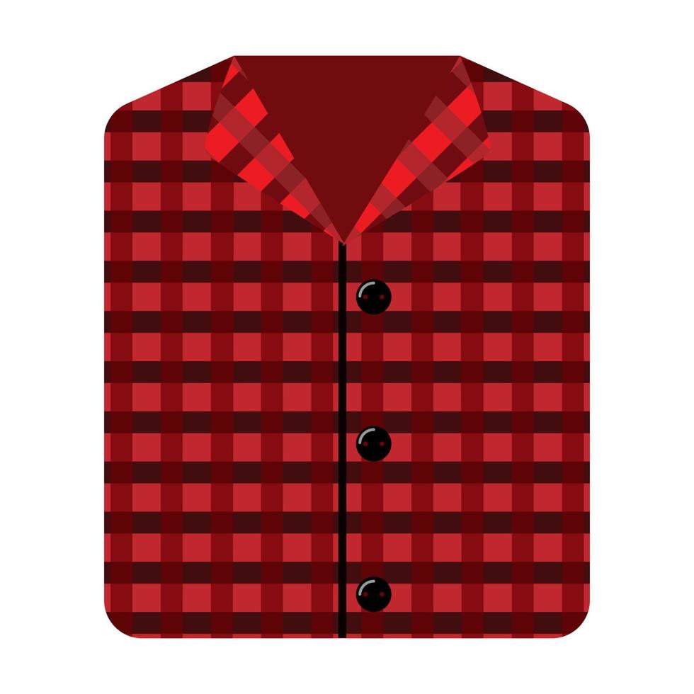 pijama rojo para dormir con patrón sobre fondo blanco. elementos suaves a la hora de acostarse para un estilo de vida plano con estilo vector