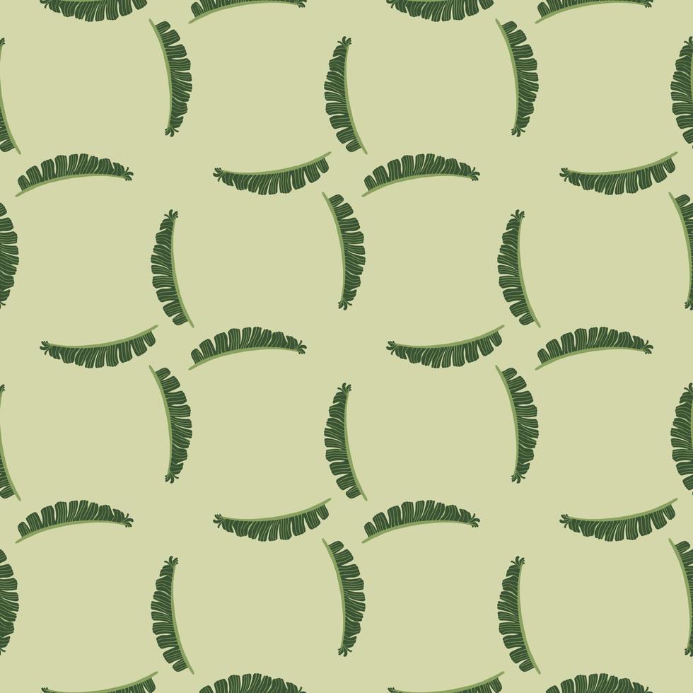 patrón geométrico sin costuras con adorno de hojas de helecho dibujado a mano verde garabato. fondo beige pastel. vector