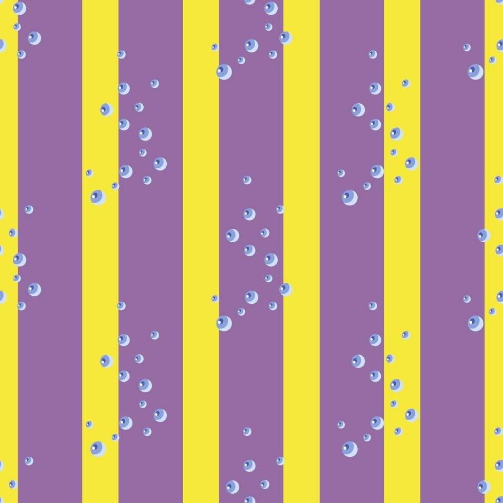 Seamless pattern bubbles on striped purple yellow background. Abstract texture of soap for any purpose. vector