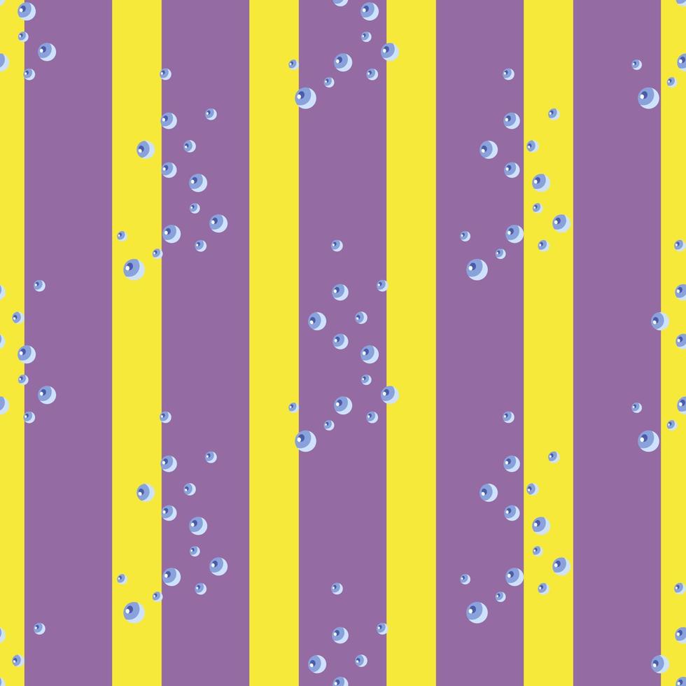 Seamless pattern bubbles on striped purple yellow background. Abstract texture of soap for any purpose. vector