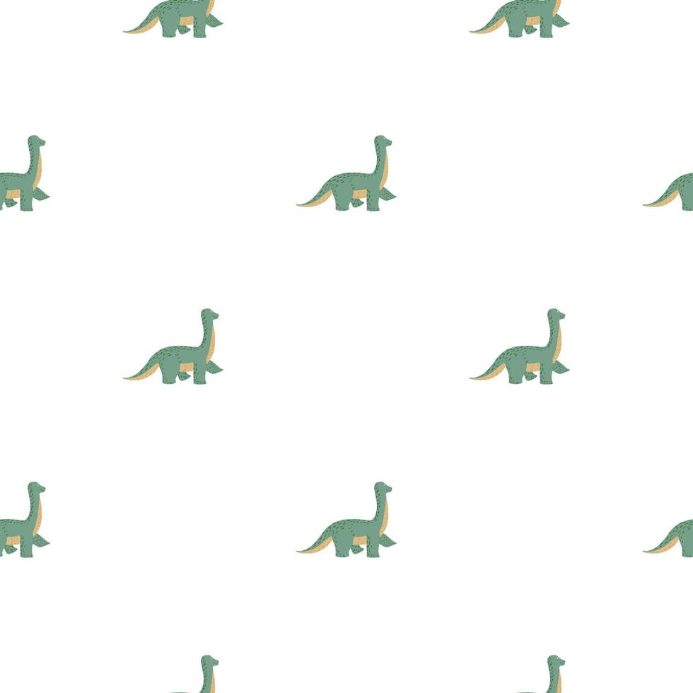 Cute brachiosaurus seamless pattern. Funny children dinosaur sketch. vector