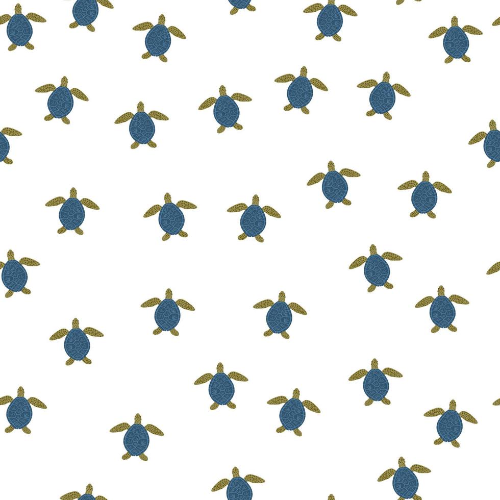 Seamless pattern sea turtles. Cute marine turtle in doodle style. vector