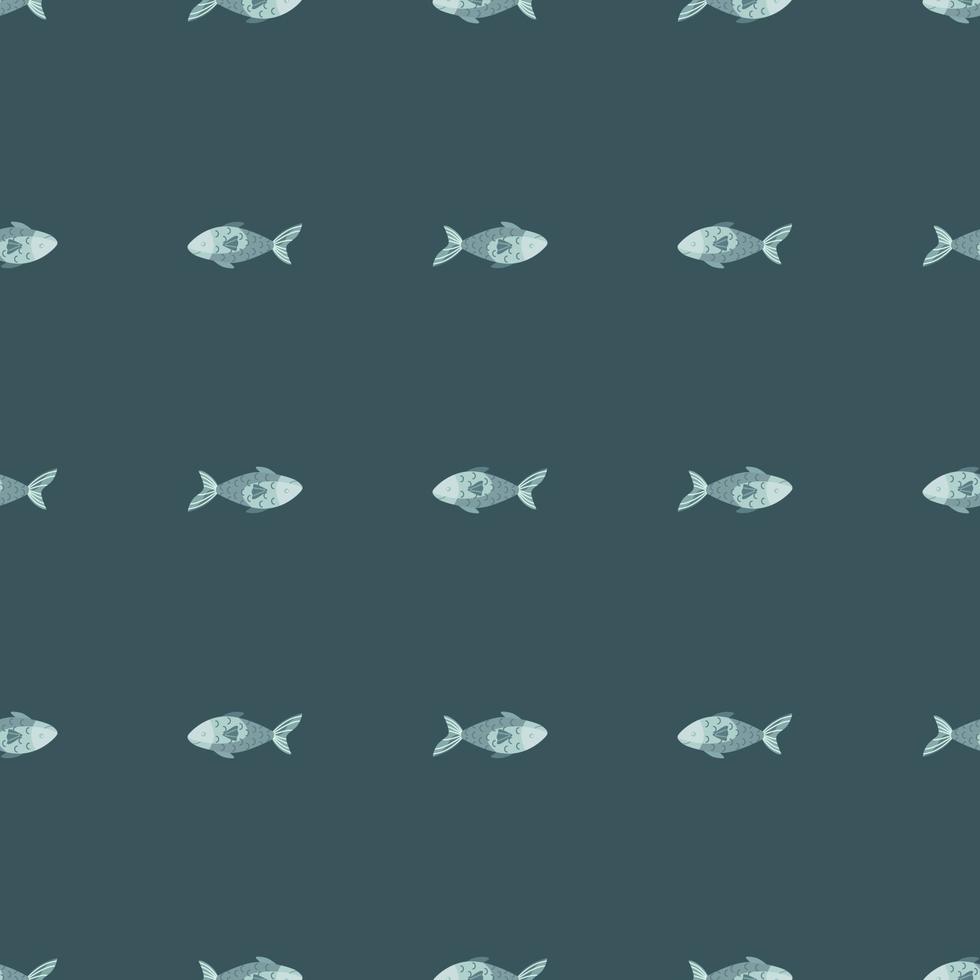 Seamless pattern fish on teal background. Abstract ornament with sea animals. vector