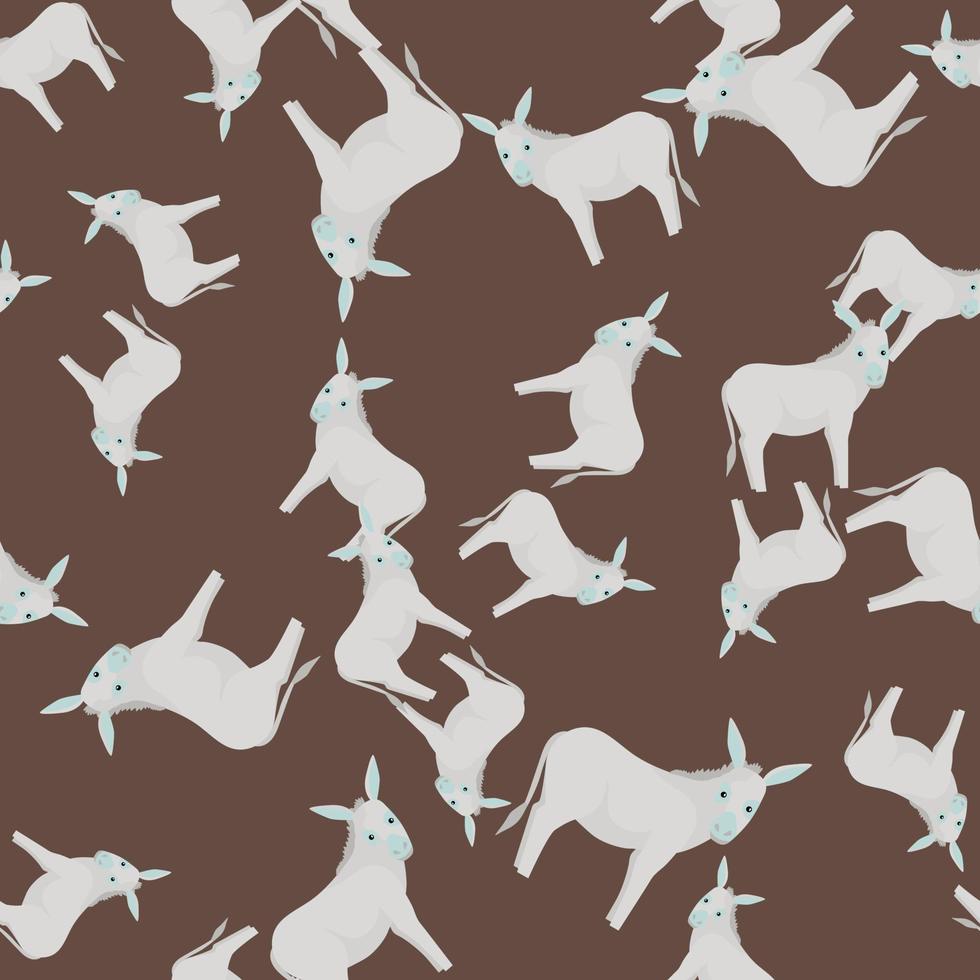 Seamless pattern of donkey. Domestic animals on colorful background. Vector illustration for textile.