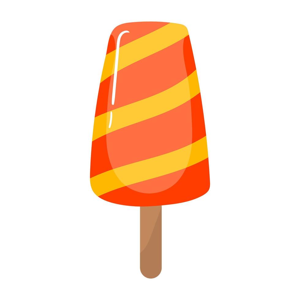 Ice cream of eskimo pie on white background realistic vector illustration yellow-orange
