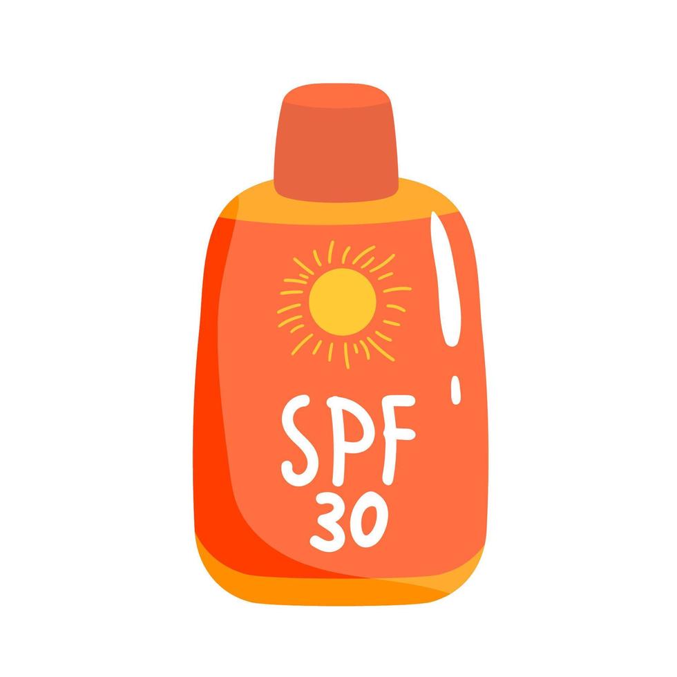 Sunscreen cream in tube symbol. Protection for the skin from solar ultraviolet light. Flat icon. Vector illustration isolated on white background