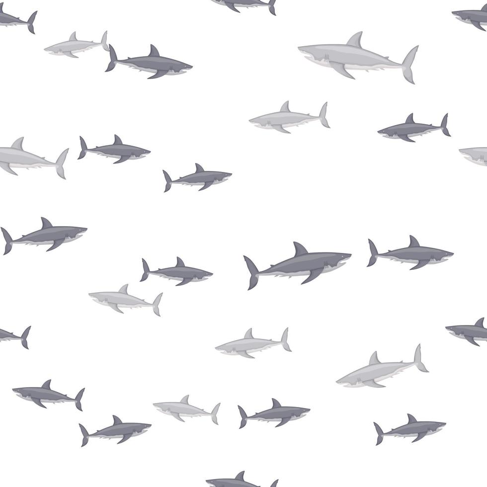 White shark seamless pattern in scandinavian style. Marine animals background. Vector illustration for children funny textile.