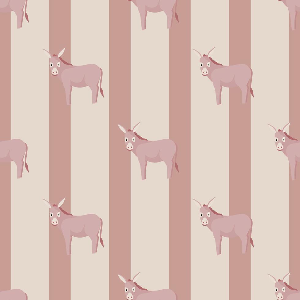 Seamless pattern of donkey. Domestic animals on colorful background