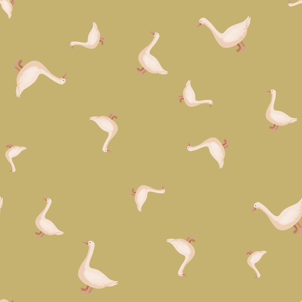 Seamless pattern of goose. Domestic animals on colorful background. Vector illustration for textile.