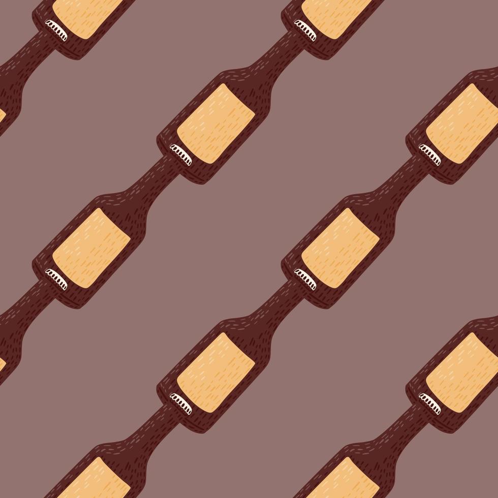 Bottle alcohol seamless pattern. Hand drawn background for menu. vector
