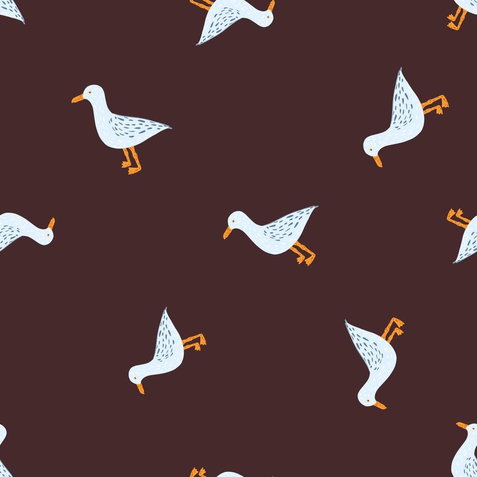 Seagulls standing seamless pattern. Background of sea birds. vector