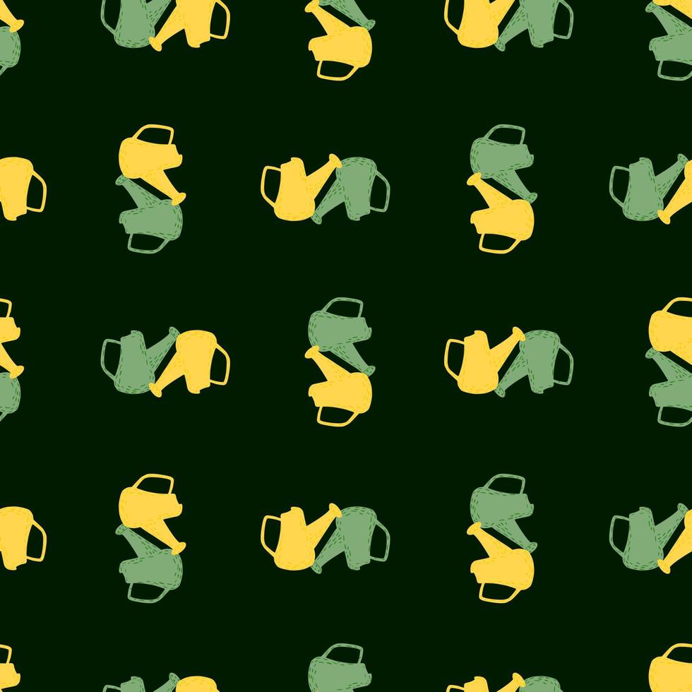 Watering can seamless pattern. Garden background. vector