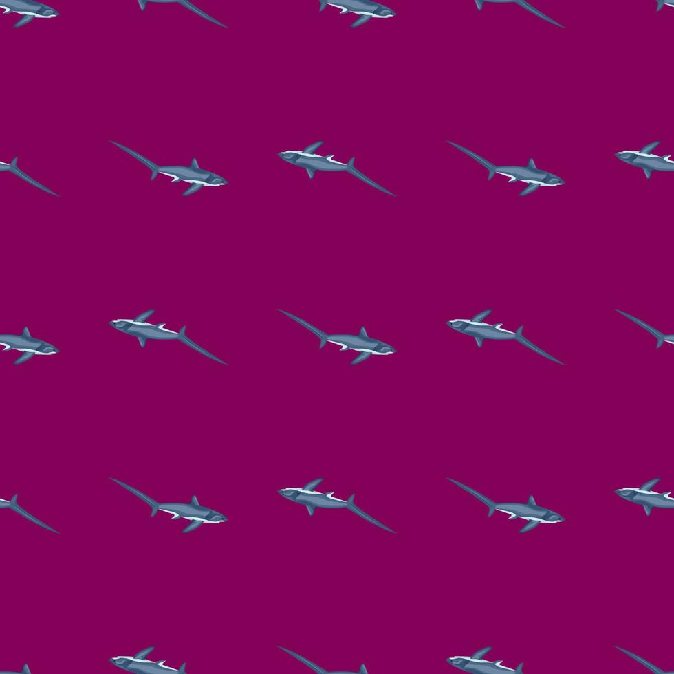 Thresher shark seamless pattern in scandinavian style. Marine animals background. Vector illustration for children funny textile.