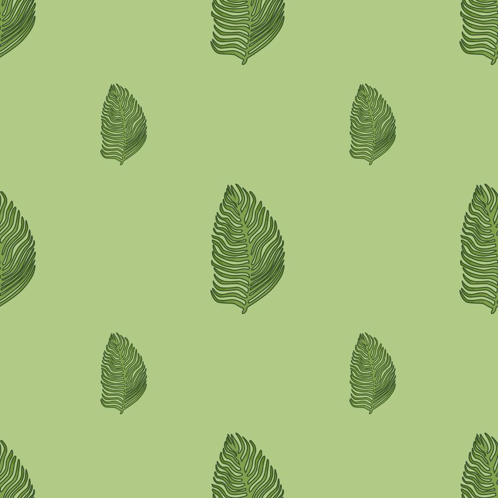 Organic palm leaf seamless pattern with hand drawn foliage print. Simple color background. Vector illustration for seasonal textile.