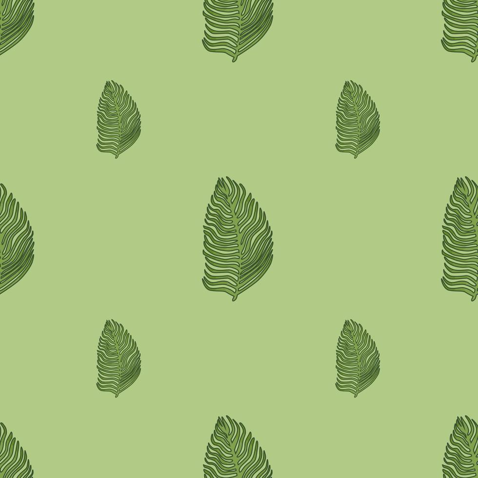 Organic palm leaf seamless pattern with hand drawn foliage print. Simple color background. Vector illustration for seasonal textile.