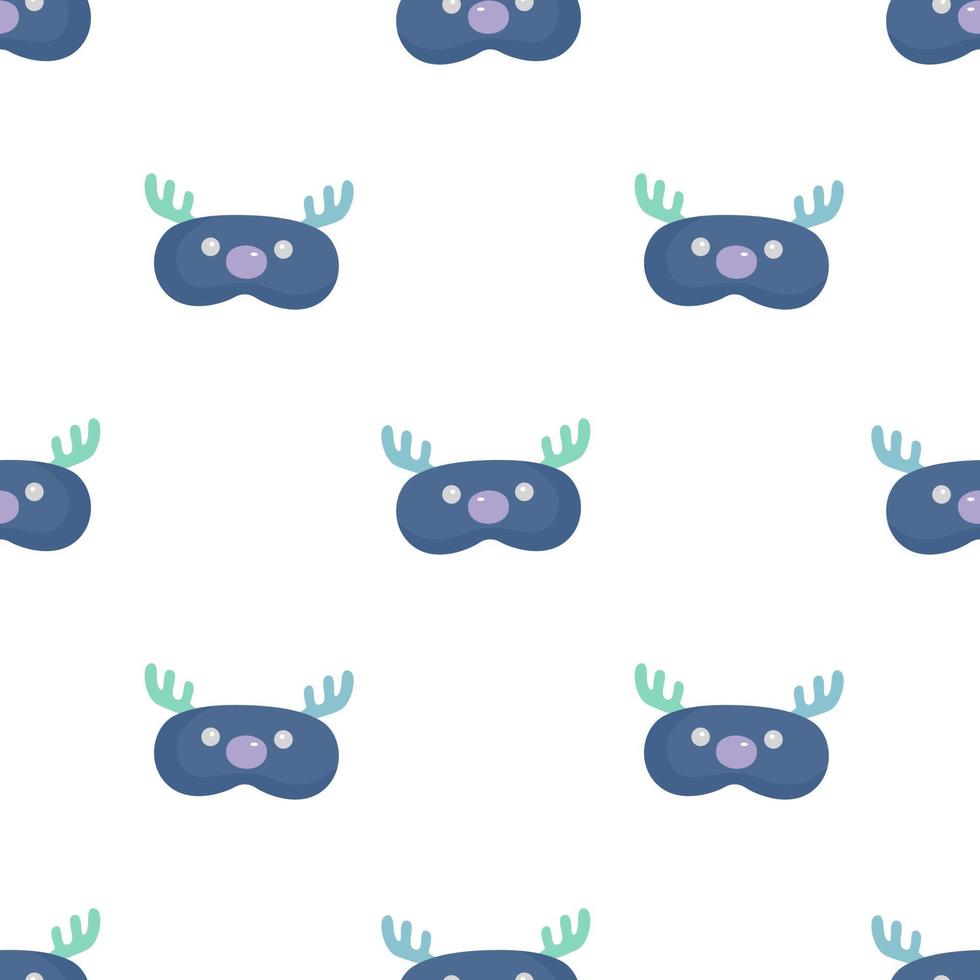 Head deer blue color geometric seamless pattern on white background. vector