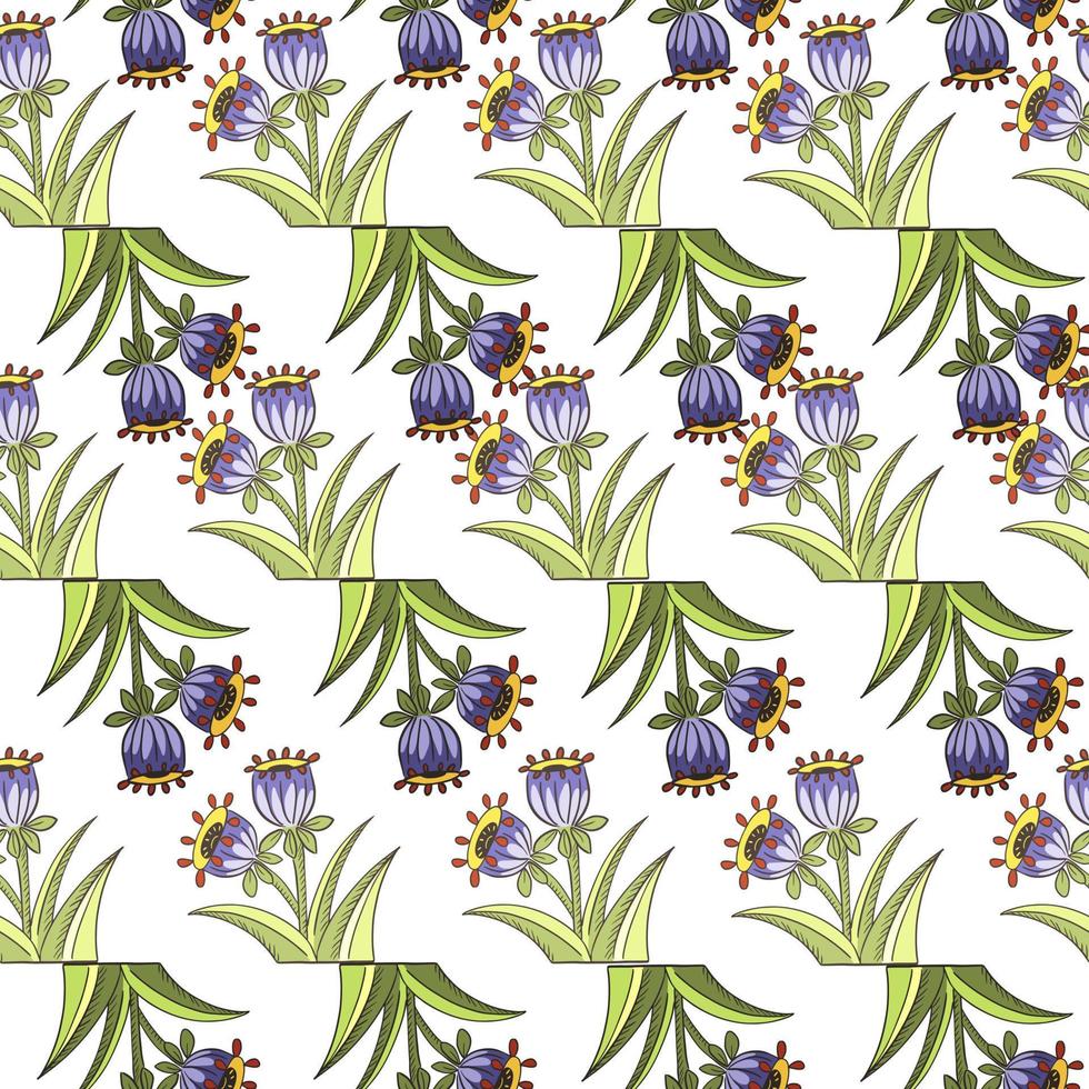 Summer style seamless pattern with blue bell decorative print. Isolated botanic artwork. Floral backdrop. vector