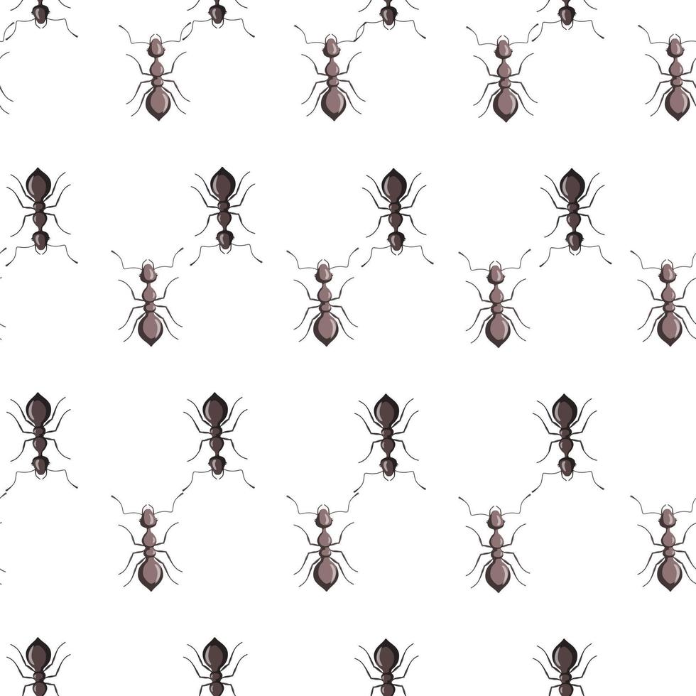 Seamless pattern colony ants on white background. Vector insects template in flat style for any purpose. Modern animals texture.