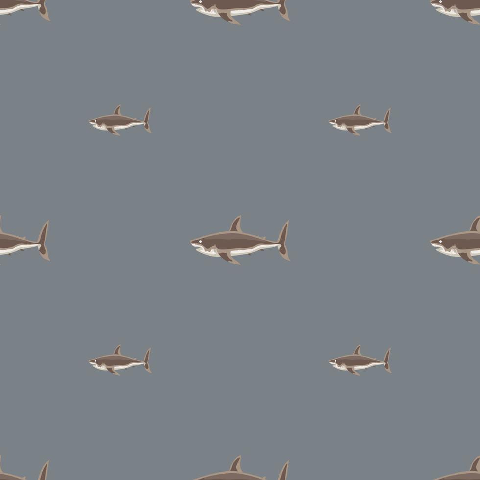 Seamless pattern shark on gray background. Texture of brown marine fish for any purpose. vector