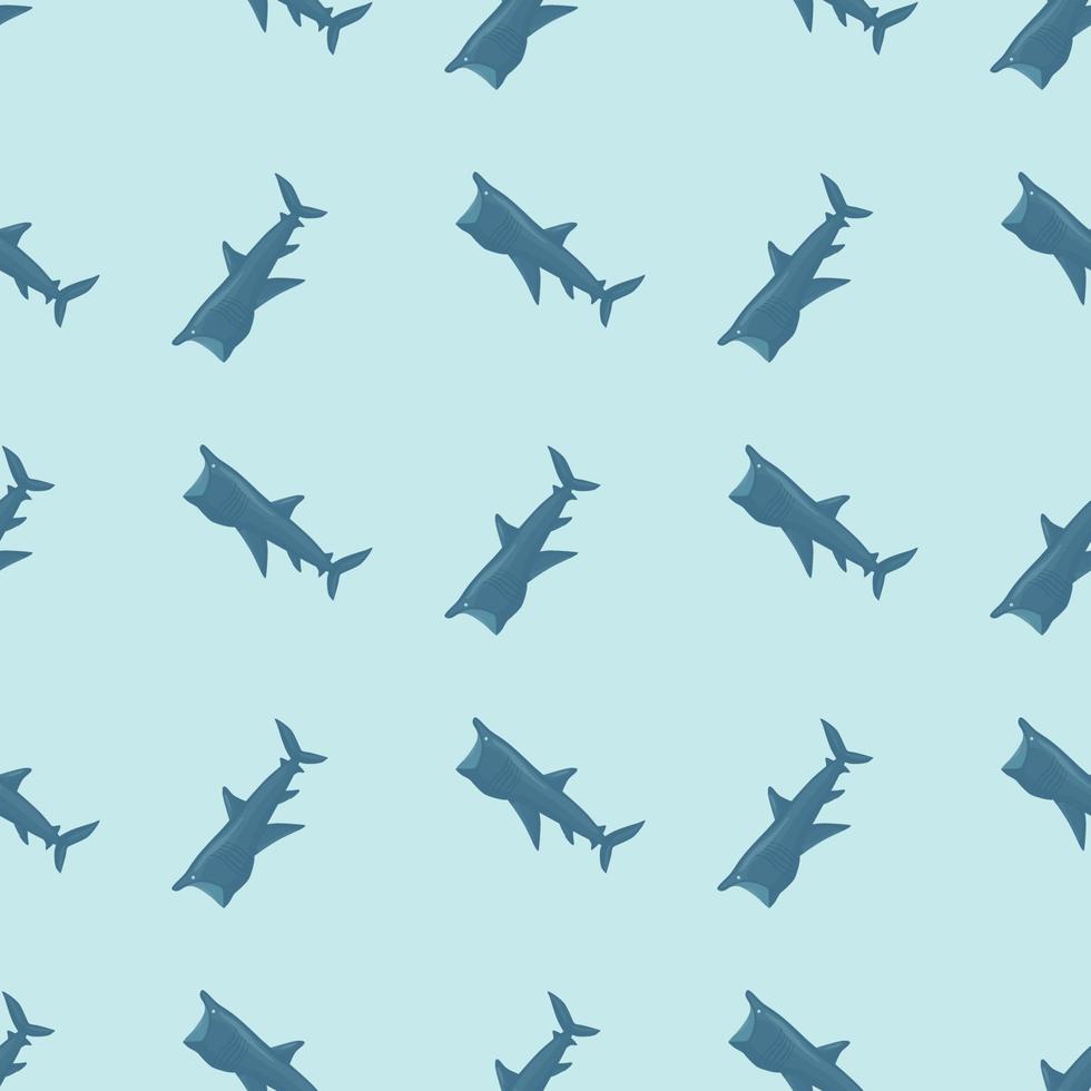 Basking shark seamless pattern in scandinavian style. Marine animals background. Vector illustration for children funny textile.