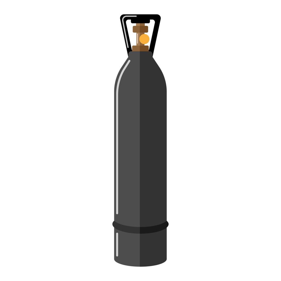 Gas cylinder isolated on white background. Contemporary canister fuel storage. Dark gray propane bottle icon container in flat style vector