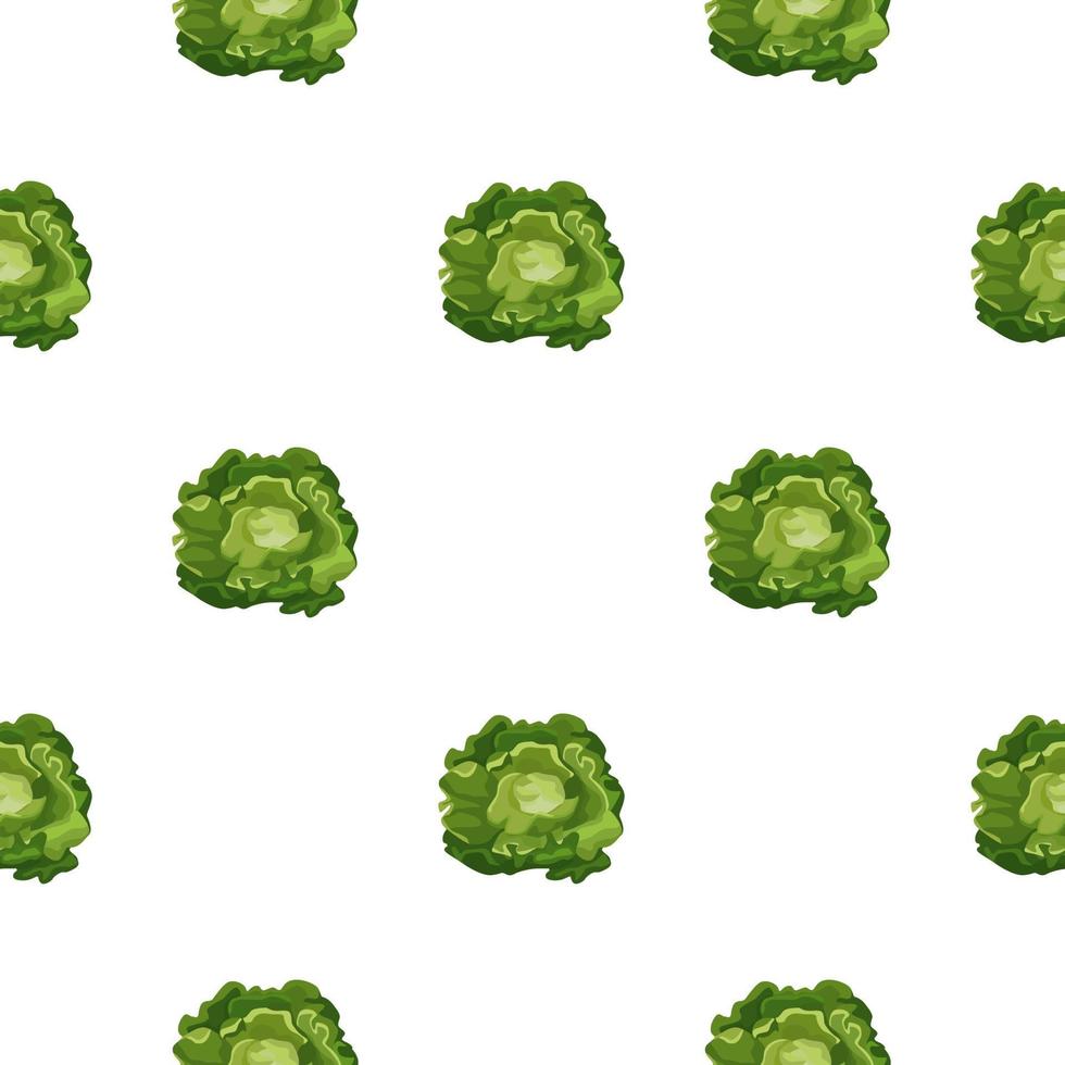 Seamless pattern Butterhead salad on white background. Simple ornament with lettuce. vector