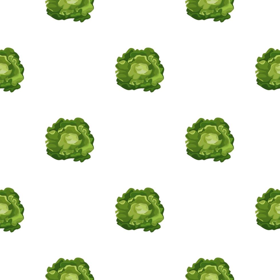 Seamless pattern Butterhead salad on white background. Simple ornament with lettuce. vector