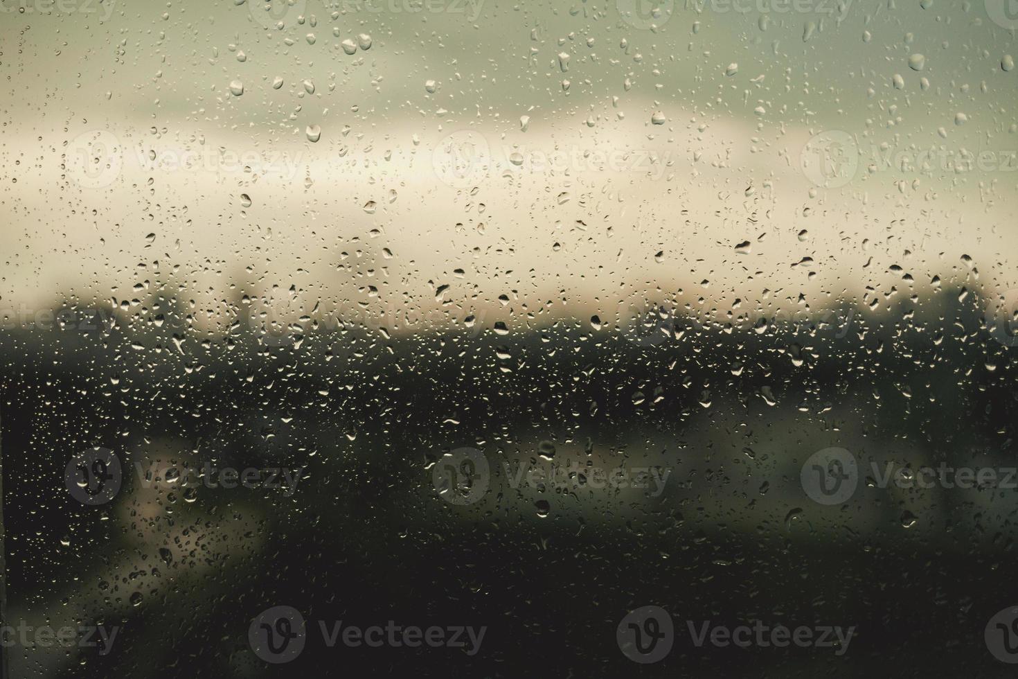 Rain drops on window photo