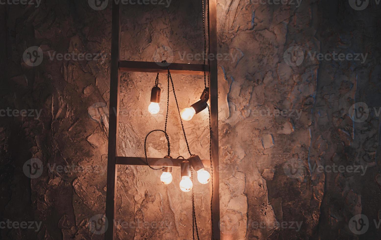 many light bulbs in the loft interior photo