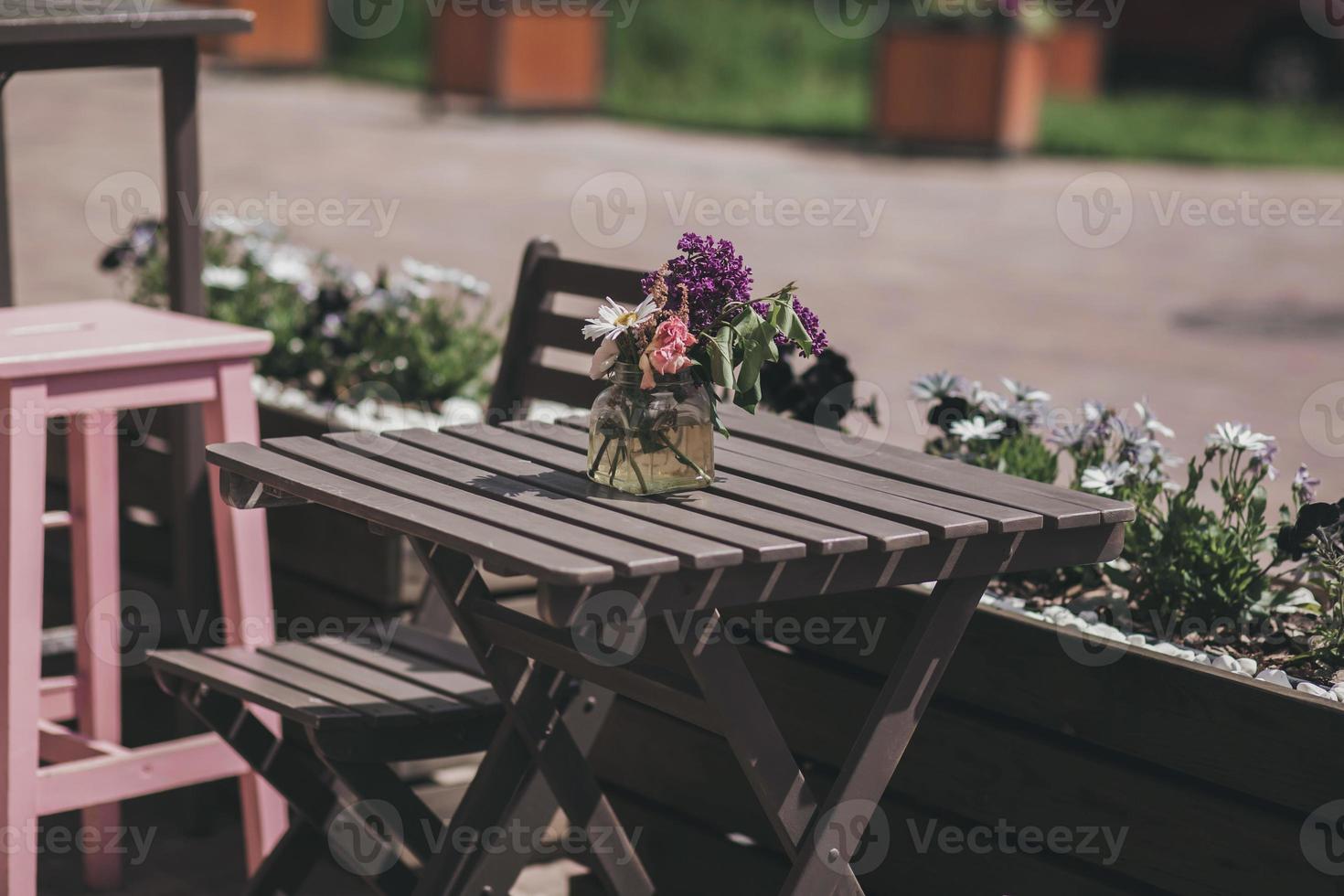 Street restaurant with table photo