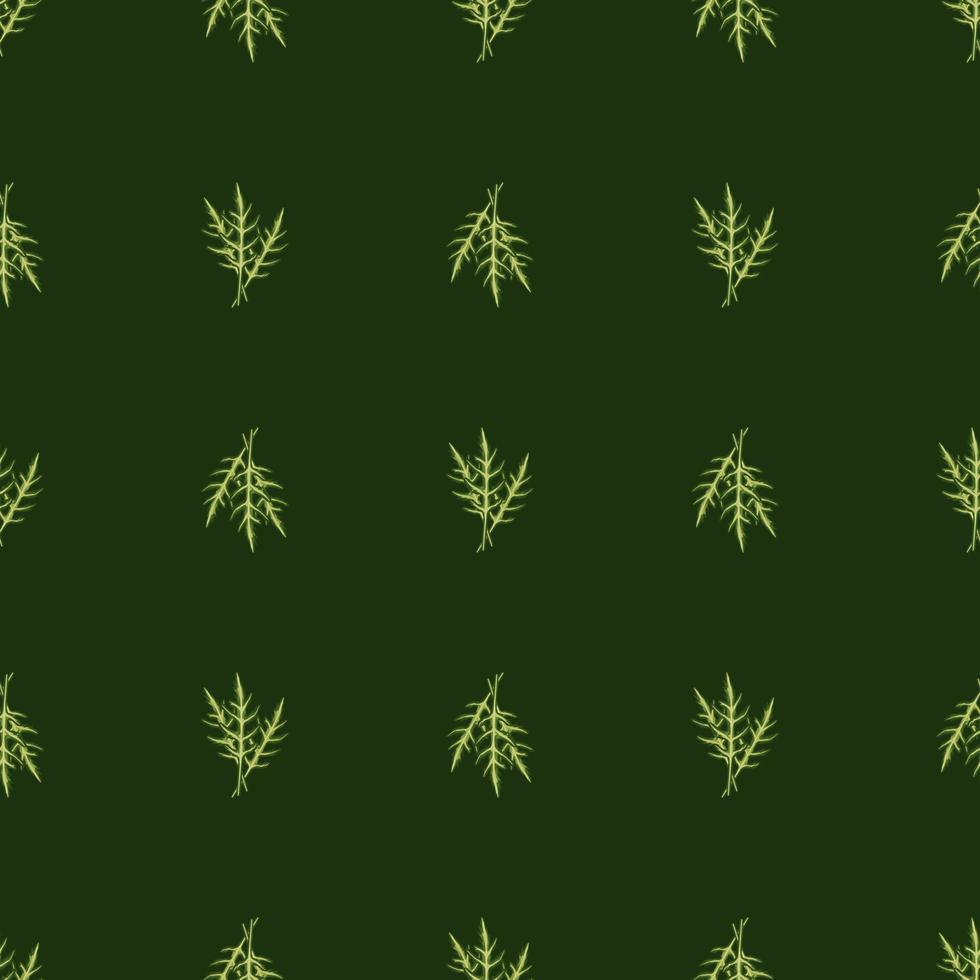 Seamless pattern bunch arugula salad on dark background. Minimalistic ornament with lettuce. vector