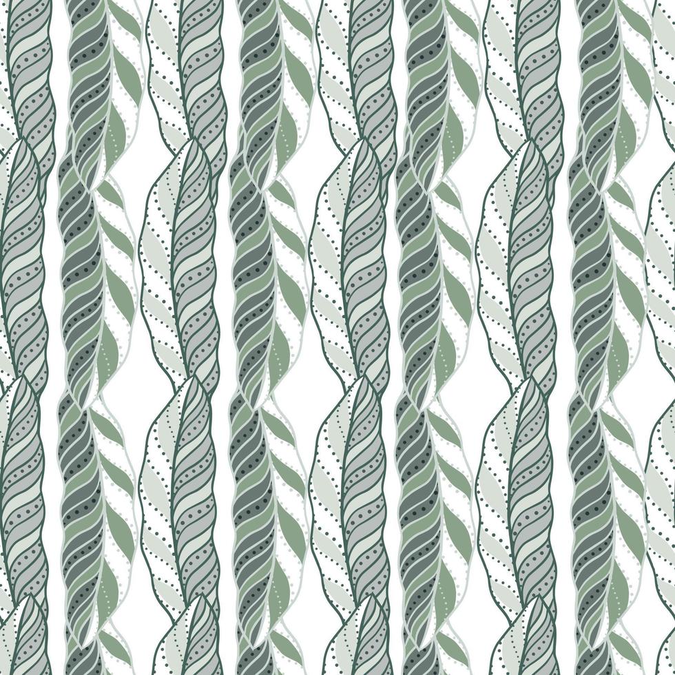 Isolated seamless pattern with ornamental abstract leaf print. White background. Bloom foliage print. vector