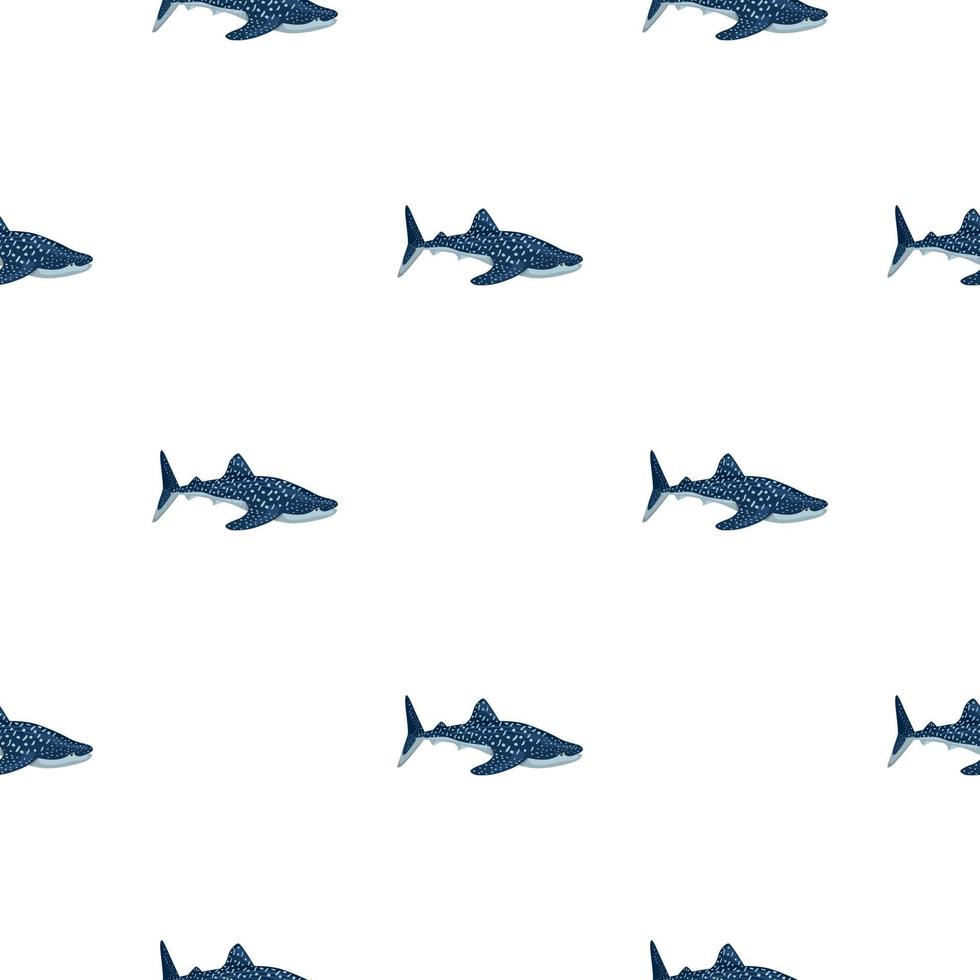 Whale shark seamless pattern in scandinavian style. Marine animals background. Vector illustration for children funny textile.