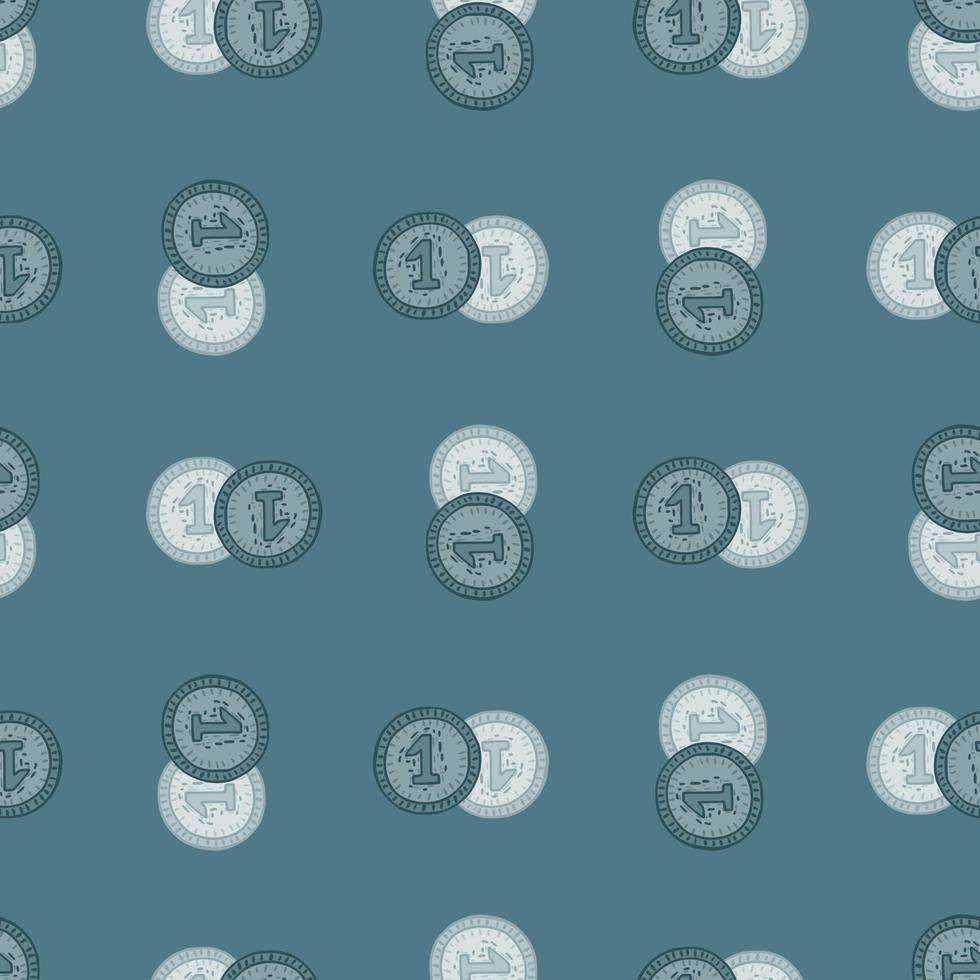 Coins seamless pattern. Hand drawn background from money. vector