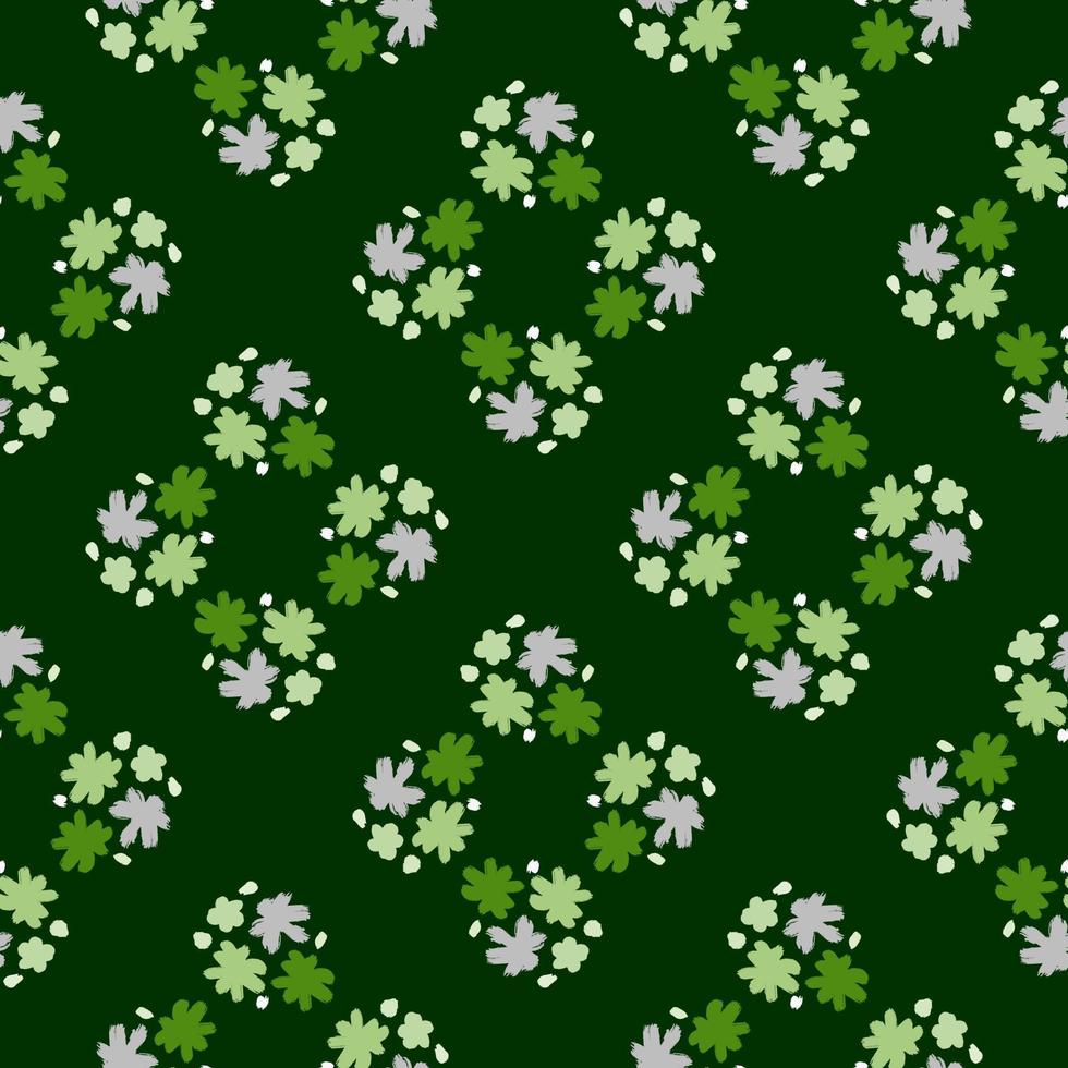 flor de patrones sin fisuras con elementos de capullo de flores dibujadas a mano. fondo verde fondo de flor. vector