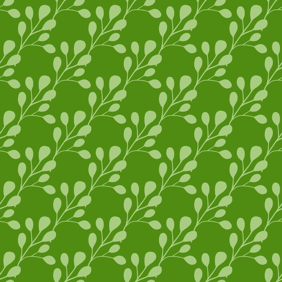 Nature seamless pattern with vintage eucalyptus leaf elements. Green background. Greenery ornament. vector