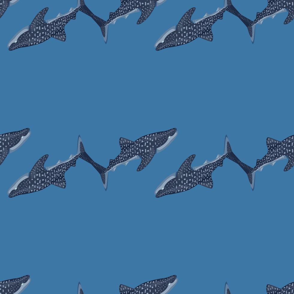 Whale shark seamless pattern in scandinavian style. Marine animals background. Vector illustration for children funny textile.