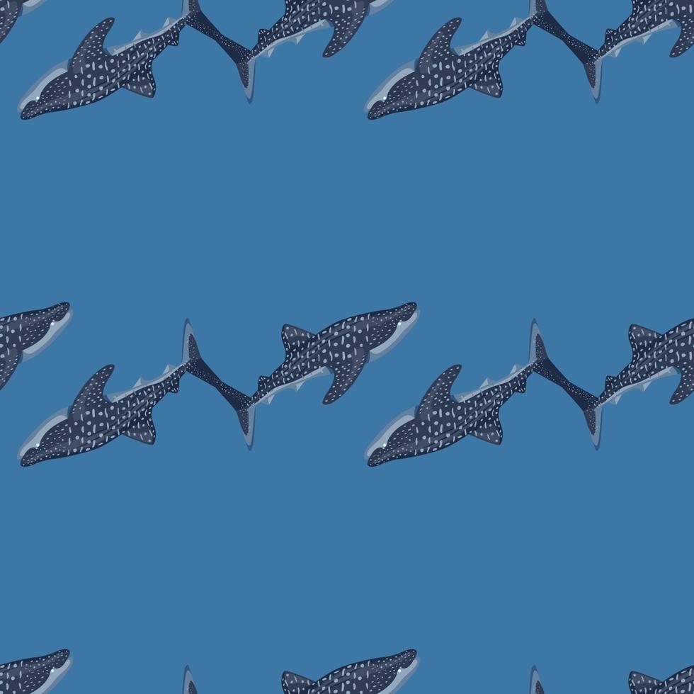 Whale shark seamless pattern in scandinavian style. Marine animals background. Vector illustration for children funny textile.