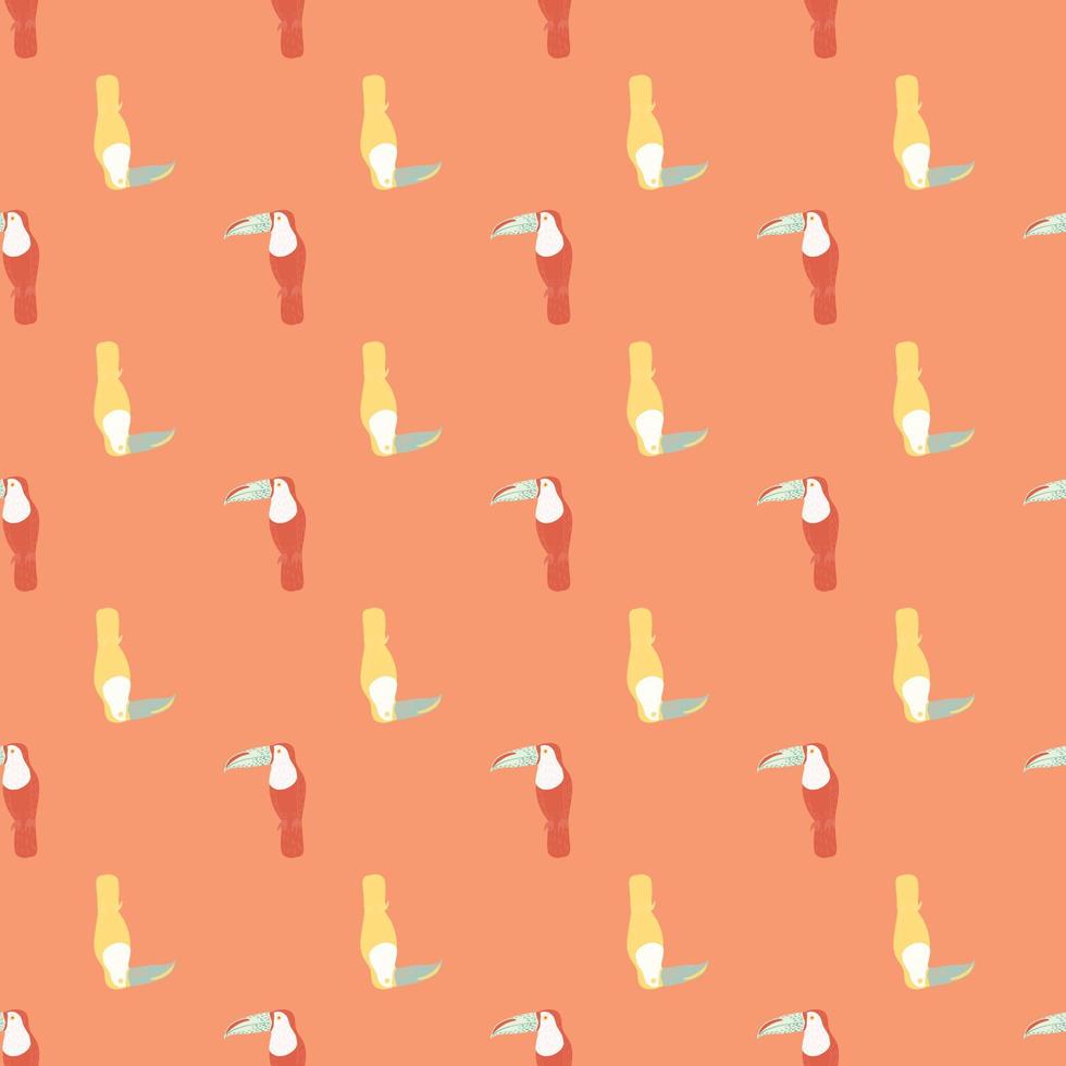 Cartoon seamless pattern in cartoon style with simple toucan birs shapes. Pink background. vector