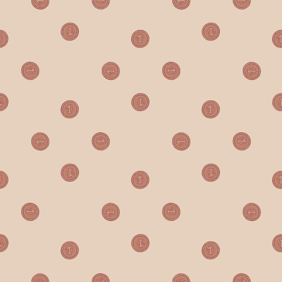 Coins seamless pattern. Hand drawn background from money. vector