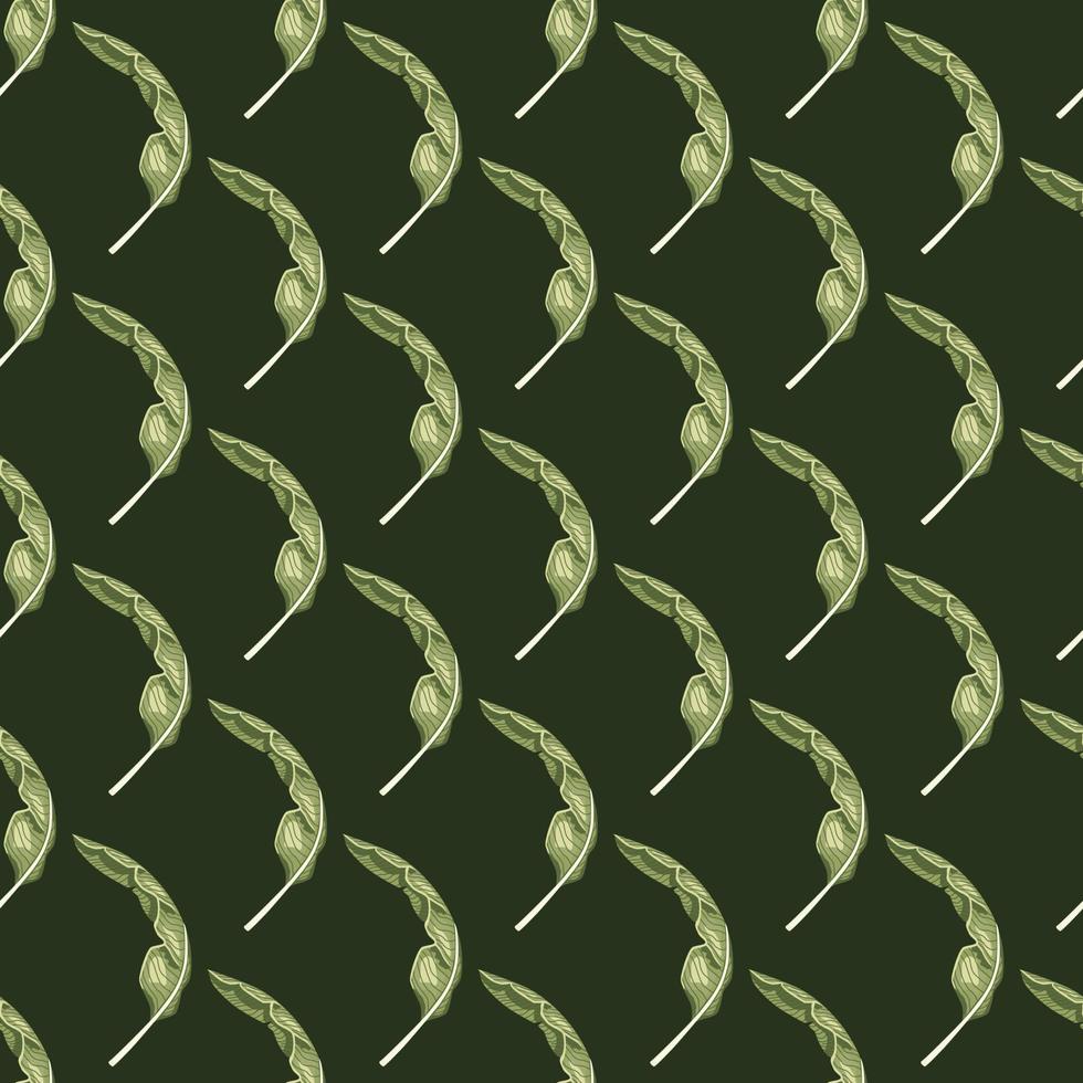 Seamless pattern banana leaf on dark green background. Beautiful ornament summer tropical leaf. vector