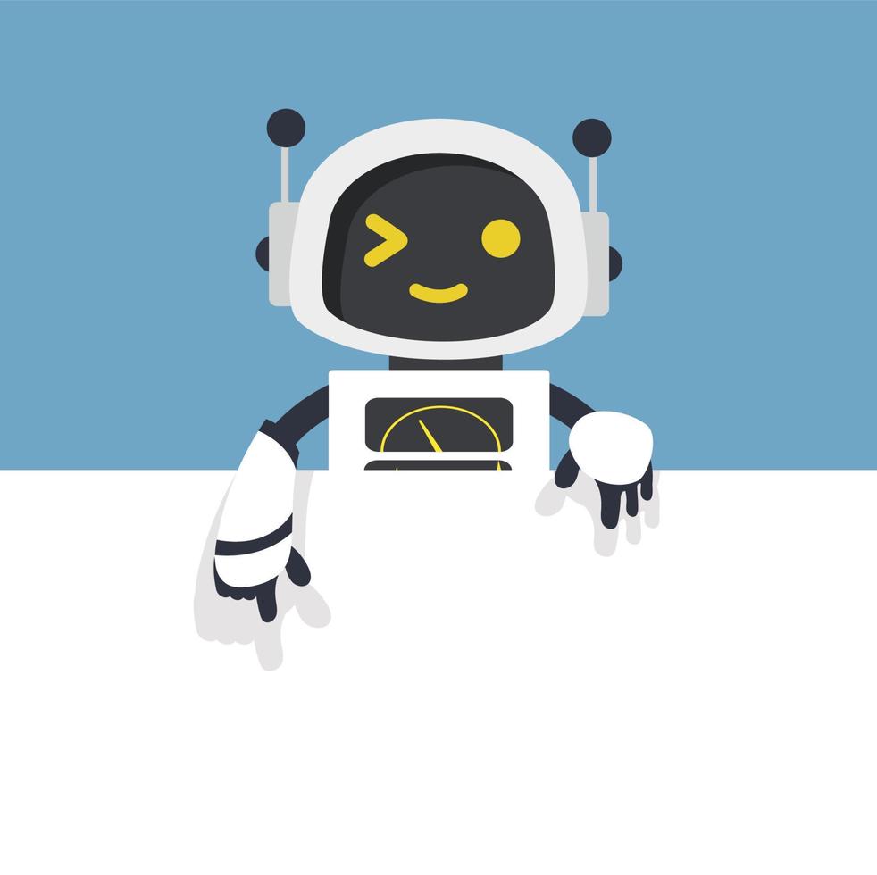 Cute white Ai robot with empty blank white board vector