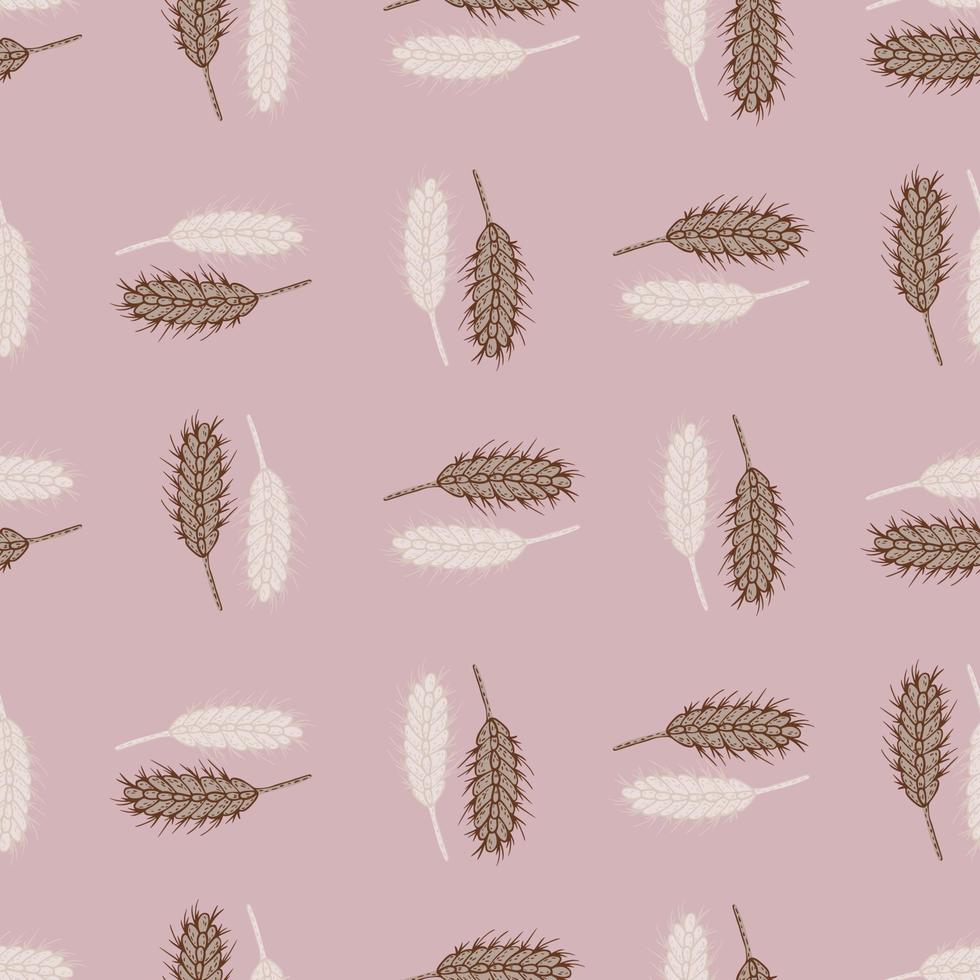 Wheat seamless pattern. Cereal crop sketch. vector
