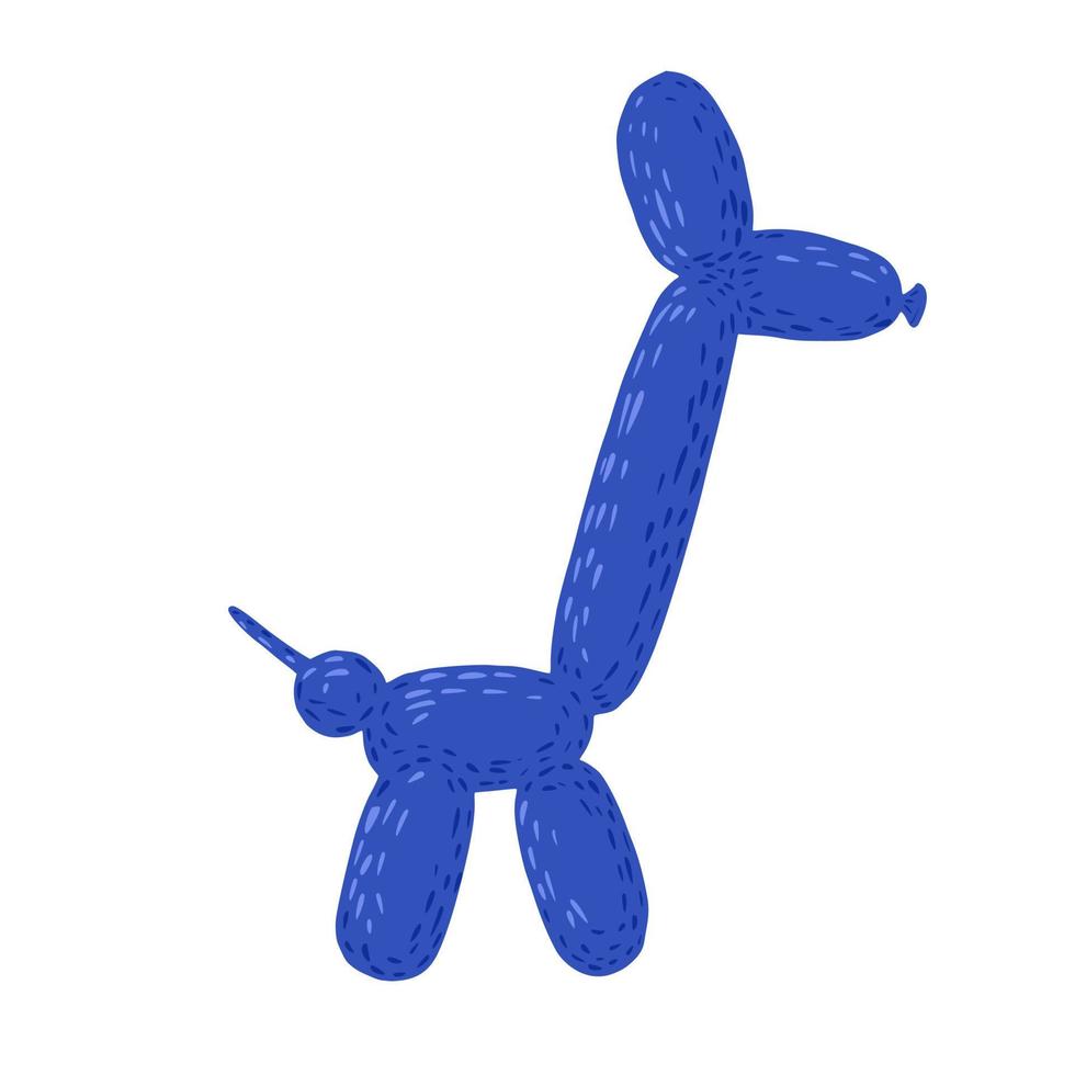 Giraffe figures out of balloons on white background. Cheerful elements giraffe in blue color in style doodle. vector