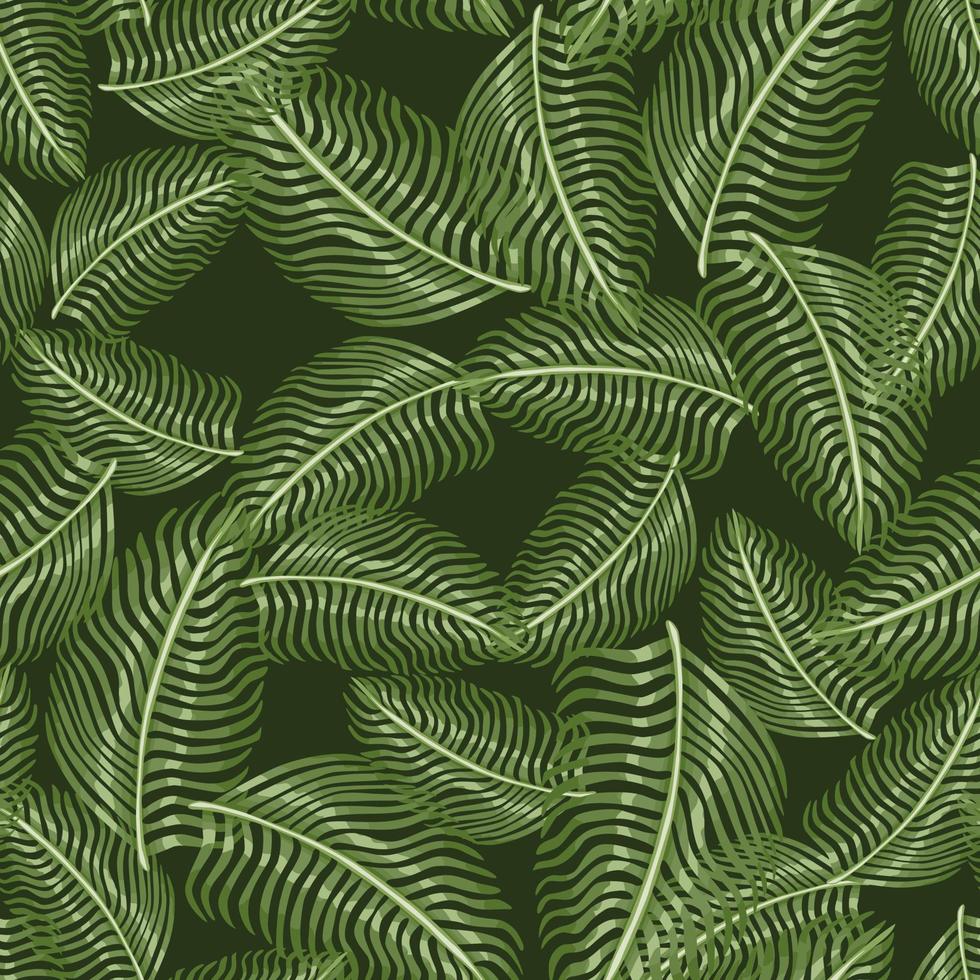 Random seamless pattern with fern leaf silhouettes exotic print. Tropical nature greenery backdrop. vector
