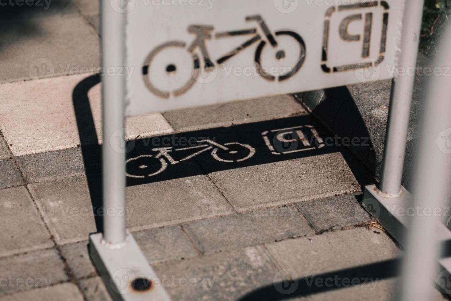 bicycle parking in the city photo