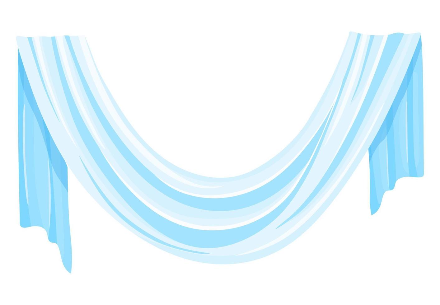 Blue drapery isolated on white background. Drape for cloth design in flat style. vector
