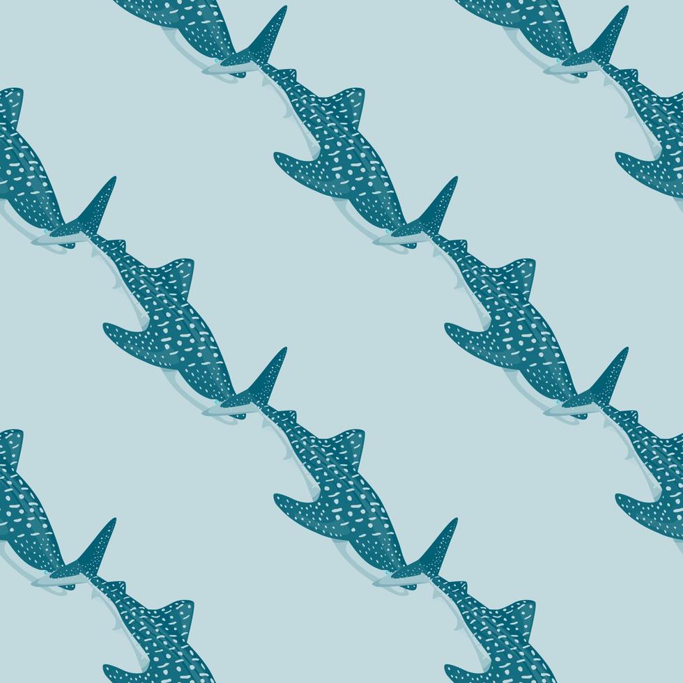 Whale shark seamless pattern in scandinavian style. Marine animals background. Vector illustration for children funny textile.